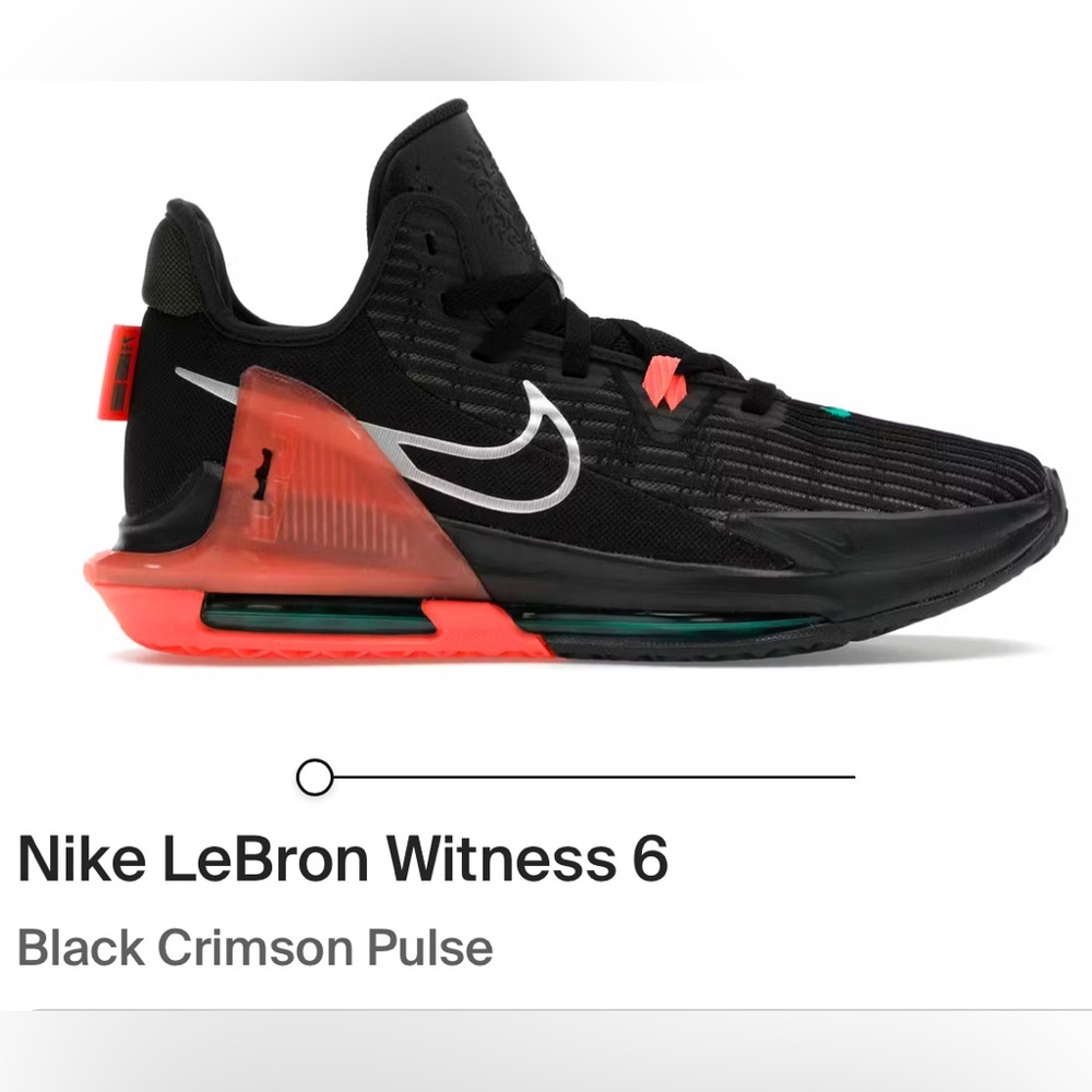 Nike Lebron Witness 6 Shoes Black Crimson Pulse Basketball Men Sz 9.5